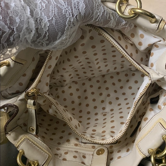 COACH Peyton Carryall Leather Satchel (EUC) Bone/ Gold - Picture 9 of 17